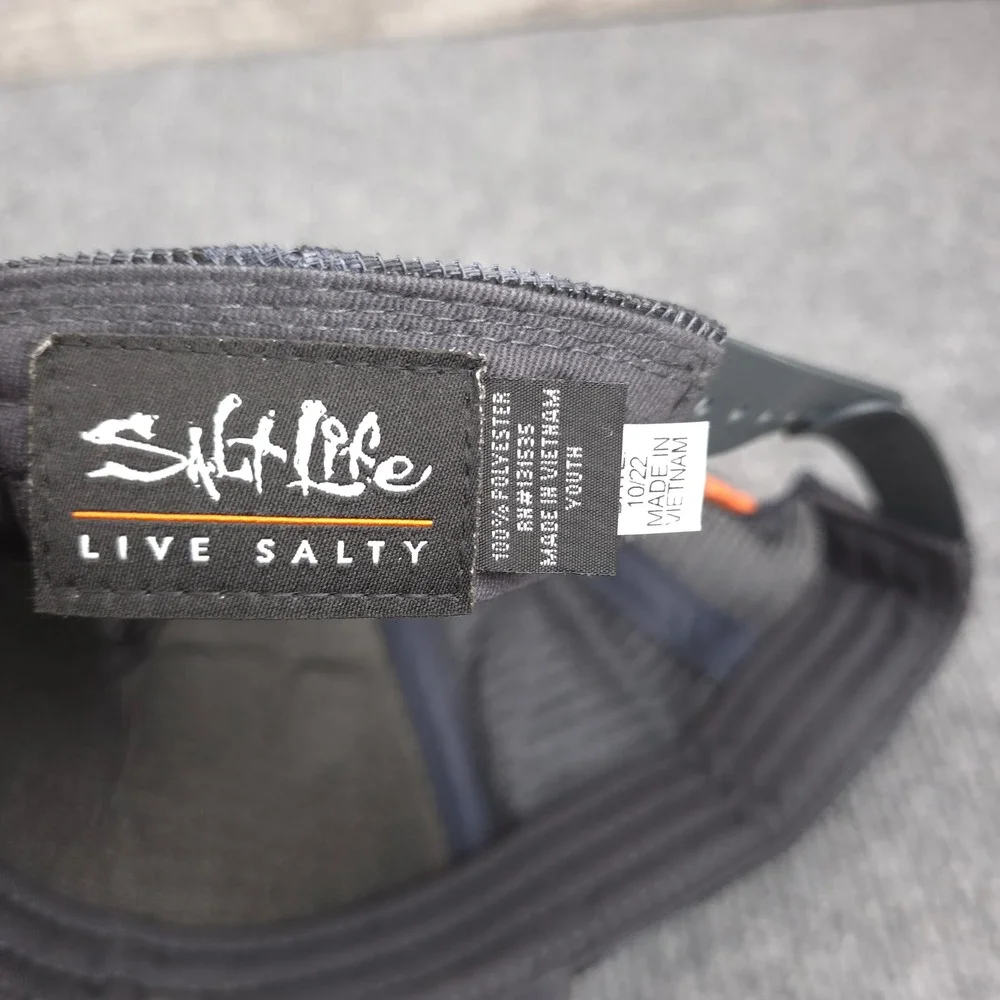 Salt Life Hat Cap Youth Snap Back Black Peace Love And Sun Beach Surf Trucker